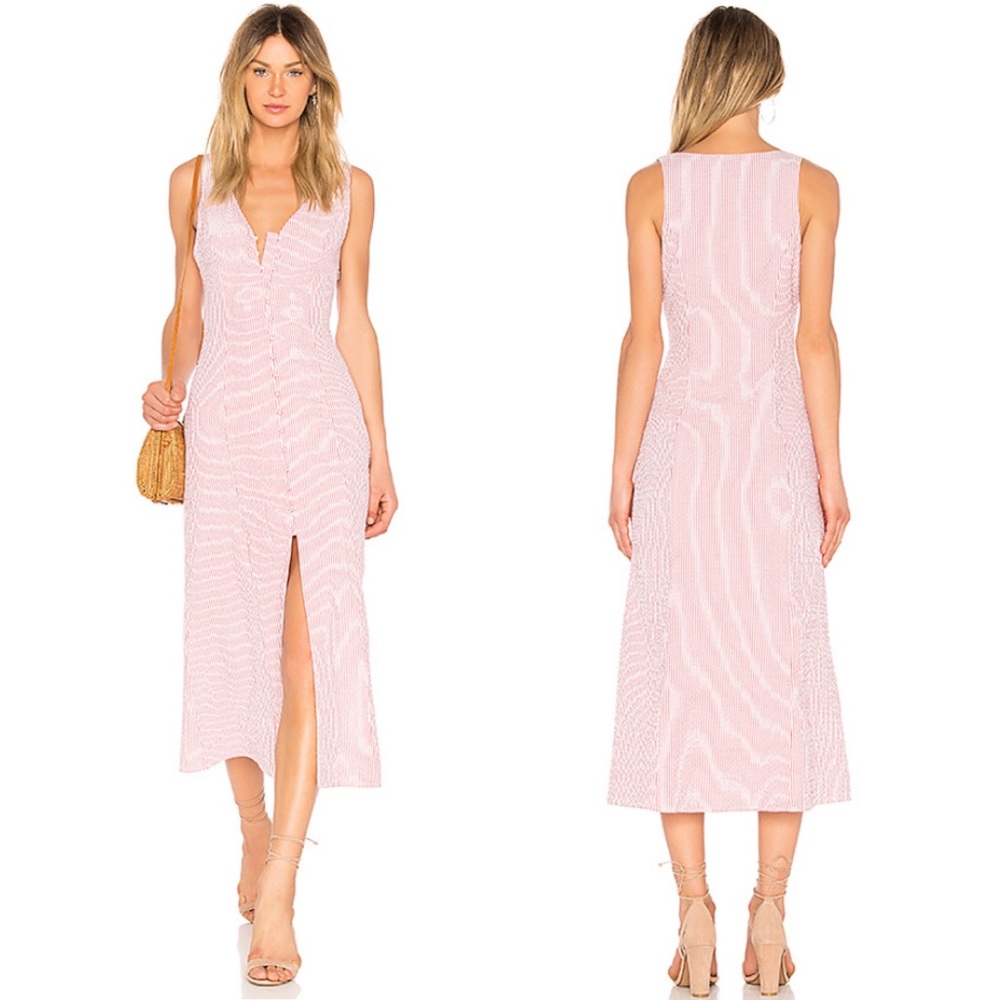 Privacy Please Lomax Striped Seersucker Midi Dress